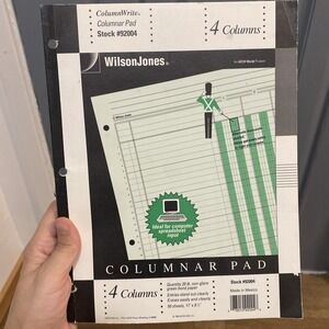 Vintage Wilson Jones 50 Sheets 4 Columns Columnar Pad Stock # 92004 11"x8 1/2"